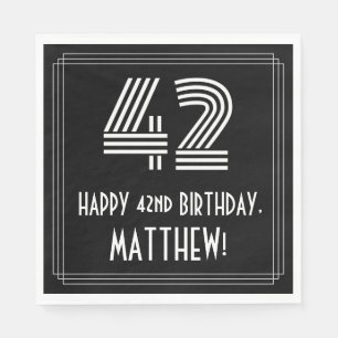 42. Geburtstag: Art Deco  Aussehen "42" + Name Serviette