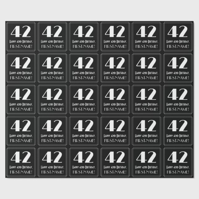 42. Geburtstag - Art Deco Inspiriert Look "42", Na Geschenkpapier (Saum)