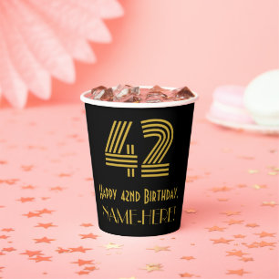 42. Geburtstag: Art Deco Inspiriert Look "42" & Na Pappbecher