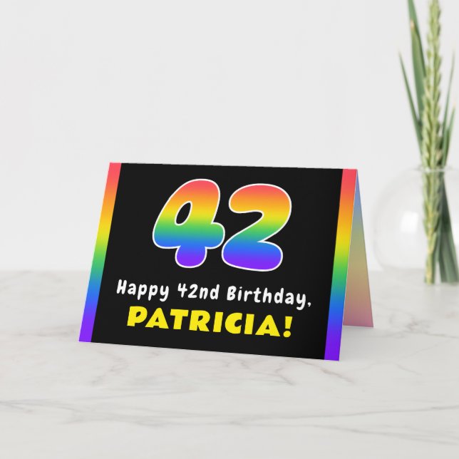 42. Geburtstag: Farbiger Regenbogen # 42, Individu Karte (Vorderseite)