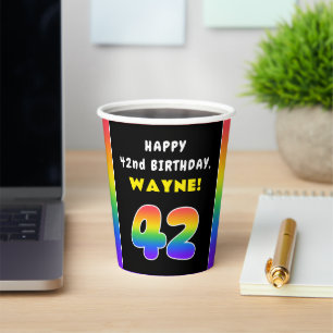 42. Geburtstag: Farbiger Regenbogen # 42, Individu Pappbecher