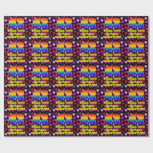 42. Geburtstag: Loving Hearts Pattern, Regenbogen  Geschenkpapier