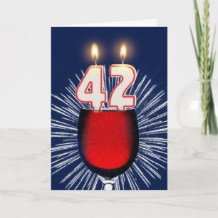 42. Geburtstag mit Wein und Kerzen Karte