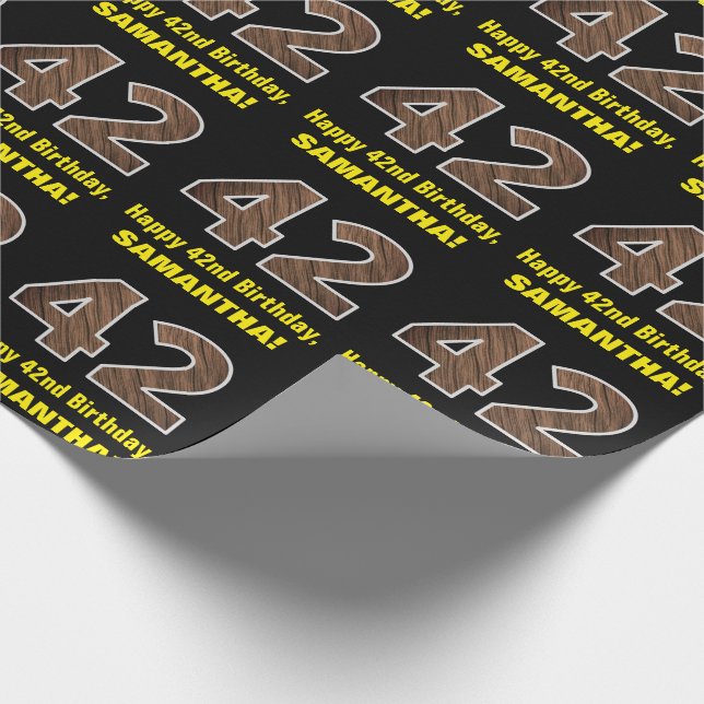 42. Geburtstag: Name & Imitate HolzkörnPattern "42 Geschenkpapier (Ecke)