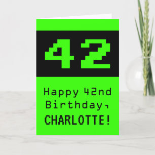 42. Geburtstag: Nerdy / Geeky Stil "42" und Name Karte