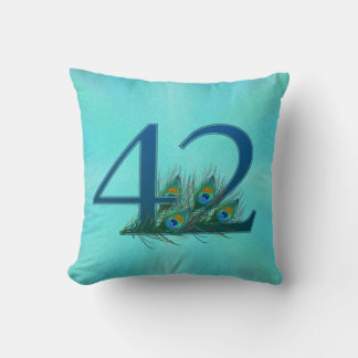 42. Geburtstag oder Jubiläum Pfauenfeder Kissen