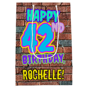 42. Geburtstag: Spaß, Urban Graffiti Inspiriert Lo Mittlere Geschenktüte