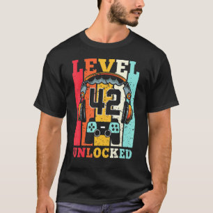 42. Geburtstag Stufe 42 Entsperrte Video Gamer Boy T-Shirt