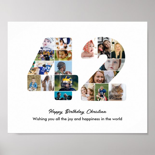 42. Geburtstagsfeier Nummer 42 Fotocollage Poster (Vorne)