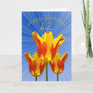 42. Geburtstagskarte, Tulpen voller Sonnenschein Karte