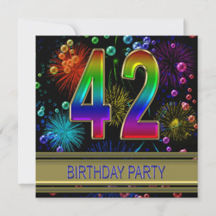 42. Geburtstagsparty Einladung mit Blasen