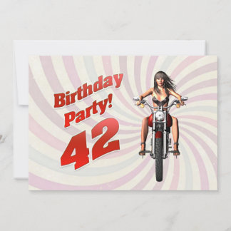 42. Geburtstagsparty mit einem Mädchen auf einem M Einladung
