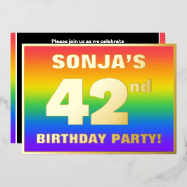 42. Geburtstagsparty: Spaß, farbenfrohe Regenbogen Folieneinladung