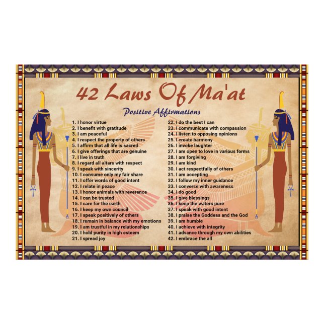 42 Gesetze des Maat - Poster für positive Bejahung (Vorne)