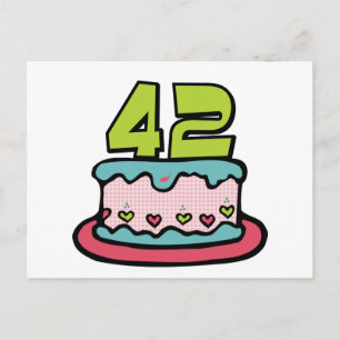 42-jähriger Geburtstagskuchen Postkarte