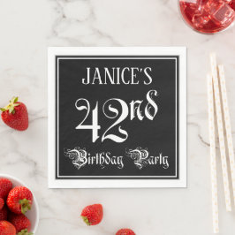 42nd Birthday Party — Fancy Script + Custom Name Serviette