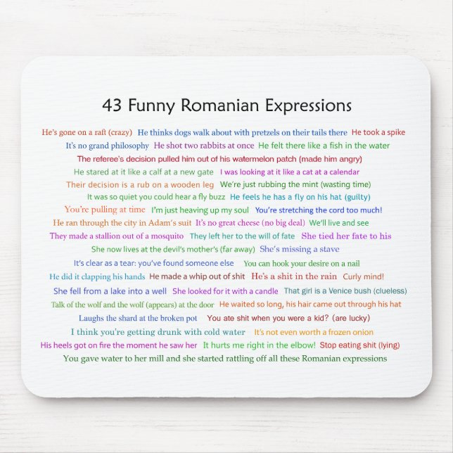 43 Funny Romania Expressions Conversation Piece Mousepad (Vorne)