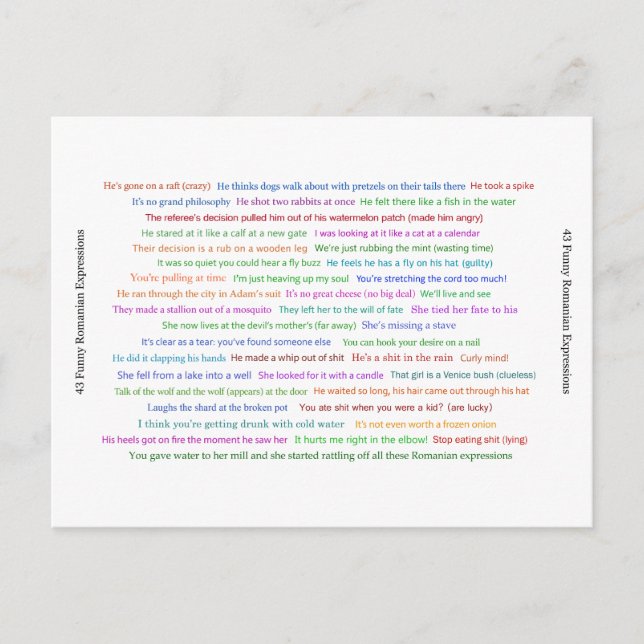 43 Funny Romania Expressions Conversation Piece Postkarte (Vorderseite)