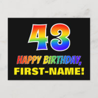 43. Geburtstag: Bold, Fun, Simple, Rainbow 43