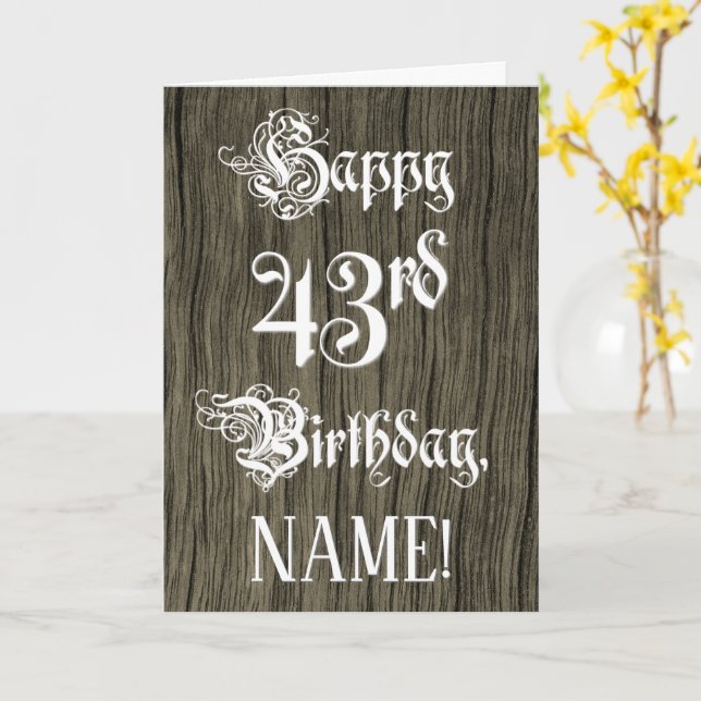 43. Geburtstag: Extravaganter, eleganter Text; Imi Karte (Gelbe Blume)