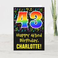 43. Geburtstag: Farbige Musiksymbole + Regenbogen 