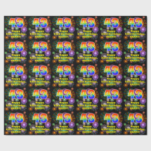 43. Geburtstag: Fun Fireworks, Rainbow Look # "43" Geschenkpapier