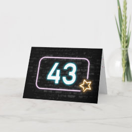 43. Geburtstag Neon Sign on Brick Wall Karte