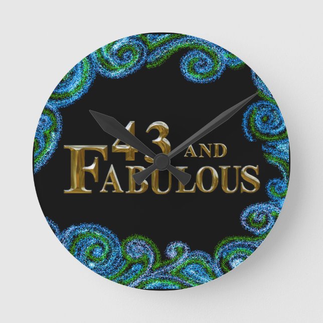 43. Geburtstag Runde Wanduhr (Vorderseite)
