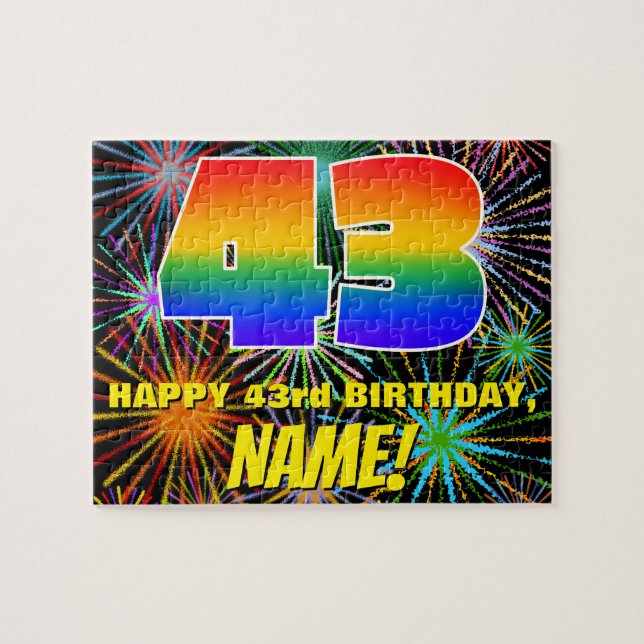 43. Geburtstag: Spaß, bunte feierliche Feuerwerke Puzzle (Horizontal)