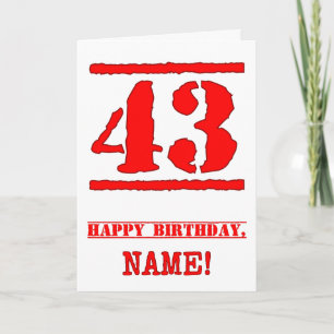 43. Geburtstag: Spaß, Red Rubber Briefmarke Inspir Karte