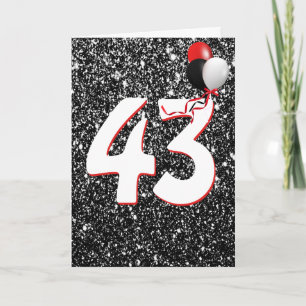 43. Geburtstagsballons auf Black Glitzer Card Karte