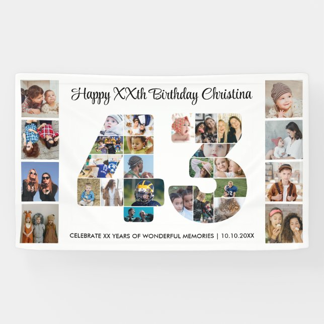 43. Geburtstagsfeier Nummer 43 Fotocollage Banner (Horizontal)