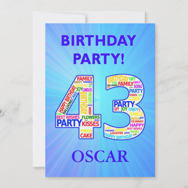 43. Geburtstagspartei Einladung einen Namen hinzuf (Vorderseite)