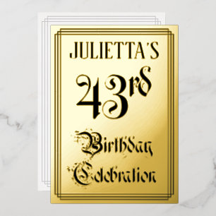 43. Geburtstagsparty — Elegantes Script + Individu Folieneinladung