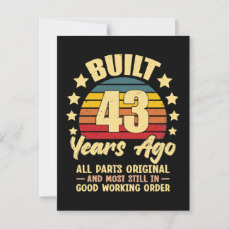 43 Jahre alt Alle Teile Original 43. Geburtstag Magneteinladung