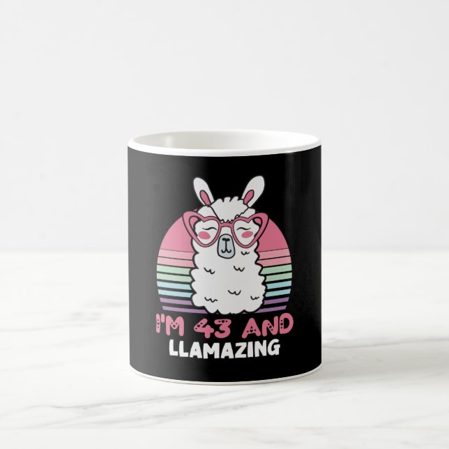 43 Jahre alter Tag Llamazing 43. Geburtstag Llama Kaffeetasse (Mittel)