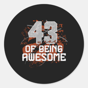 43 Jahre Awesome Sketll 43. Geburtstag Gif Runder Aufkleber