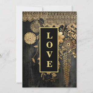 *~ 43 QR RSVP AR26 Goldene Stickerei LOVE Luxus-Ho Einladung