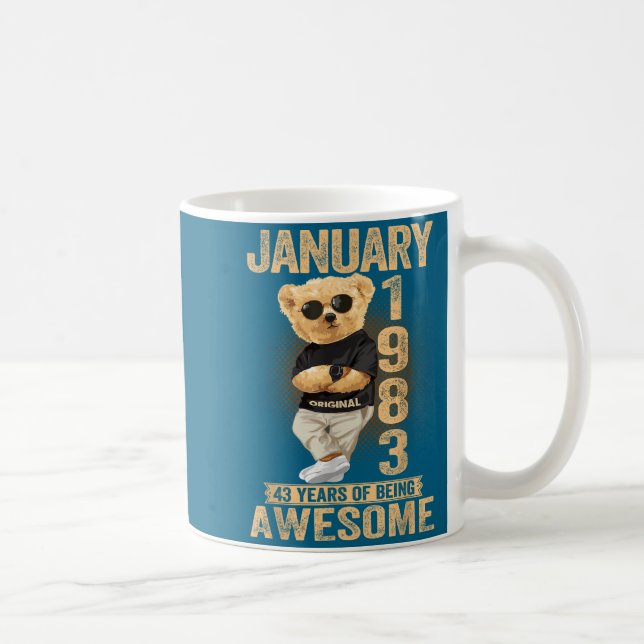 43 Year Old January 1983 Teddy Bear 43rd Birthday  Kaffeetasse (Rechts)
