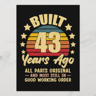 43 Years Ago All Parts Original 43th Birthday Einladung