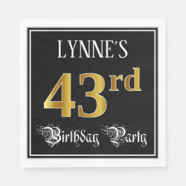 43rd Birthday Party — Fancy Script, Falsch Gold Lo Serviette
