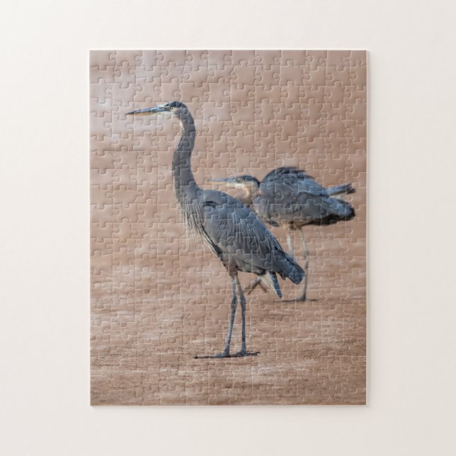 4415-Two Great Blue Herons on Shore Puzzle (Vertikal)