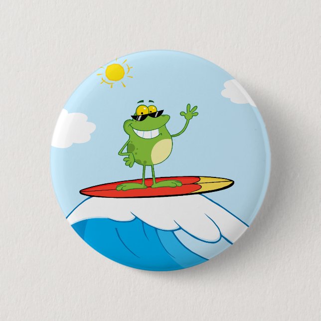 4419-Happy-Frog-while-surfing FAPPY SURFER FROG CA Button (Vorderseite)