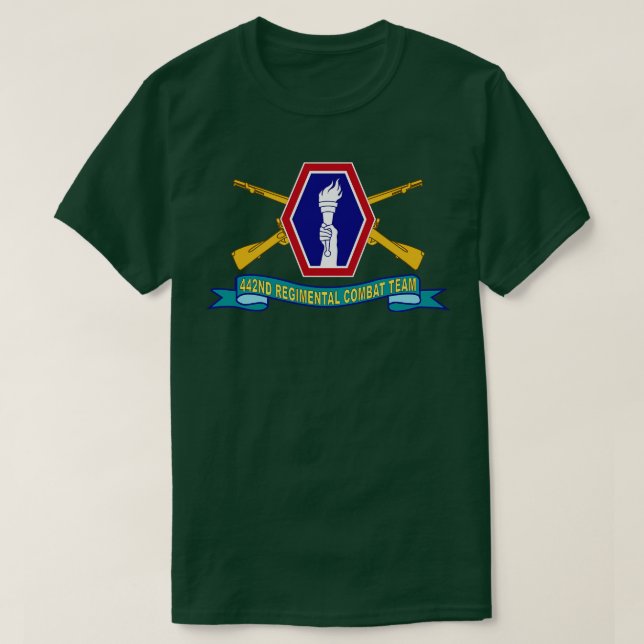 442. Infanteriekampfteam mit Br SSI Rib T-Shirt (Design vorne)