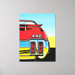 442 Muscle Car Rear Wing Pop Art Retro Print Leinwanddruck