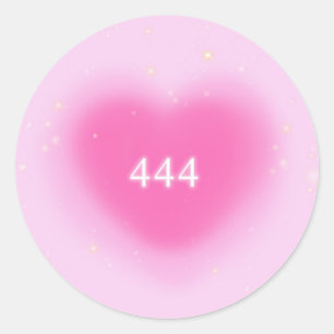 444 Moderne rosa Herzästhesie Engel Number Runder Aufkleber
