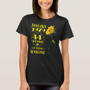 44. Geburtstag 44 Jahre Alte Sonnenblume Geboren J T-Shirt