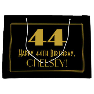 44. Geburtstag — Art Deco Inspiriert Aussehen "44" Große Geschenktüte