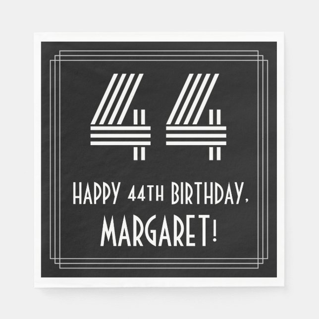 44. Geburtstag: Art Deco Inspiriert Look "44" + Na Serviette (Vorderseite)