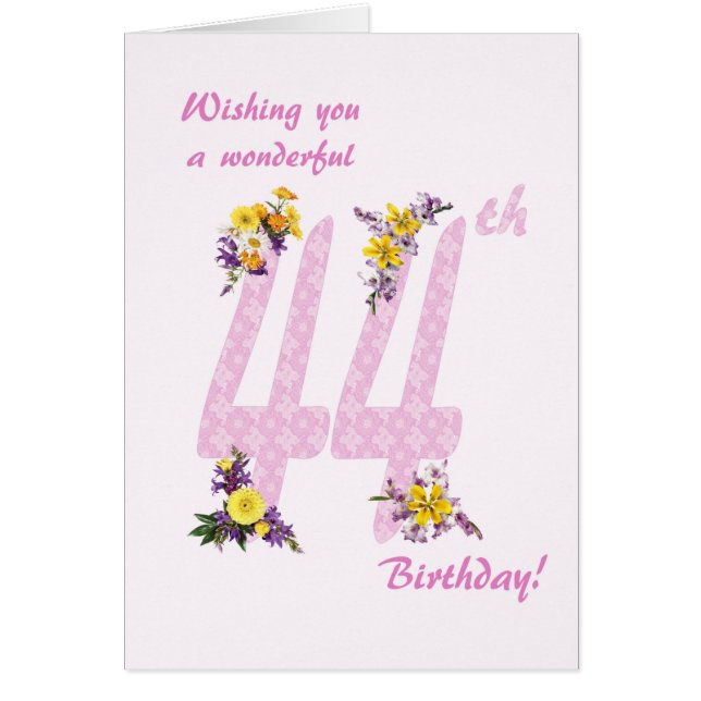44. Geburtstag Blume Dekorierte Zahlen (Vorne)